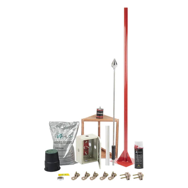 Kit Pararrayo con Accesorios para Protección de Diámetro de 200m. TOTAL GROUND KIT-MASTER-03-V2