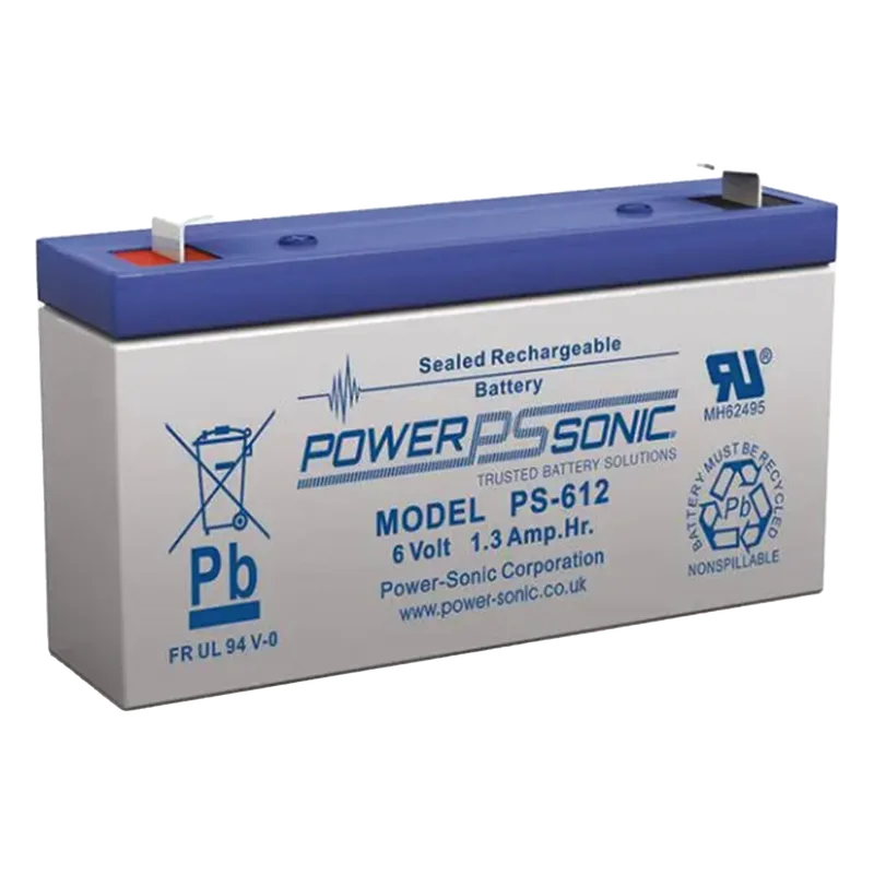 Batería 6V, 1.2AH, Para Respaldo, Tecnologías AGM/VRLA, 5 Años Vida Útil, Terminales F1, Reconocida UL POWER SONIC PS612-F1