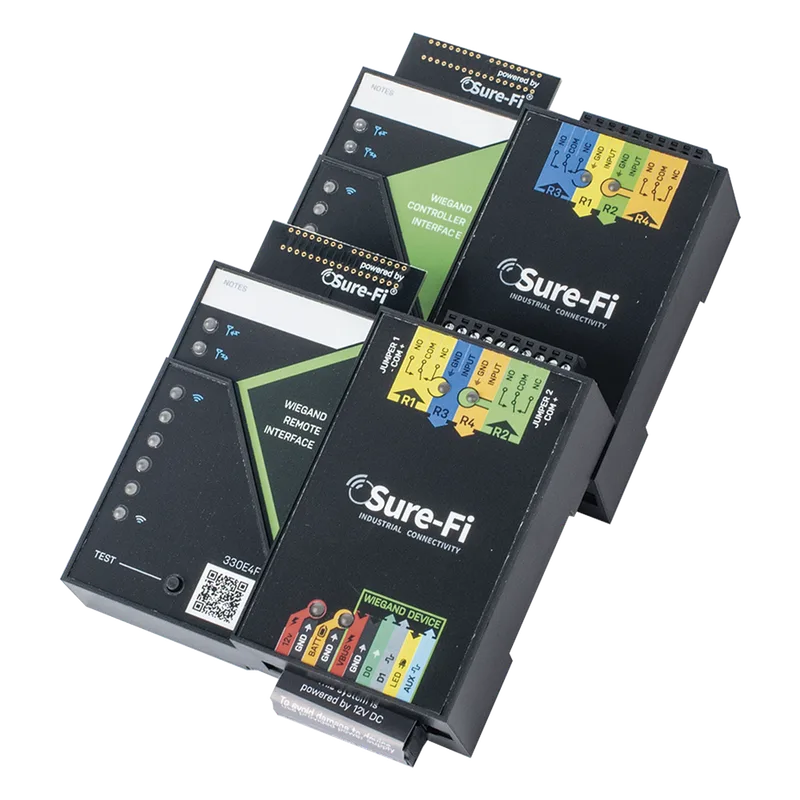Convertidor de lectora para control de acceso (cableado a inalámbrico) / 1 Wiegand / 2 Relevadores / 2 Entradas / Atraviesa hasta 1.6 KM En Construcción o Material Sure-Fi SFKDS004WIEGAND