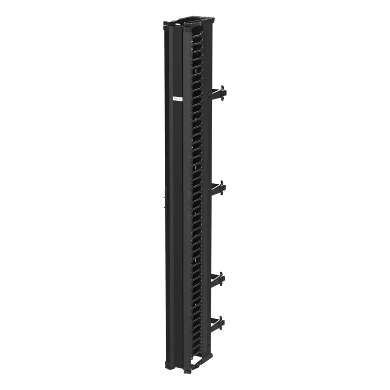 Organizador Vertical CableTek, Doble (Frontal y Posterior), Para Rack Abierto de 45 Unidades, 6 in de Ancho, Color Negro HOFFMAN DV6D7
