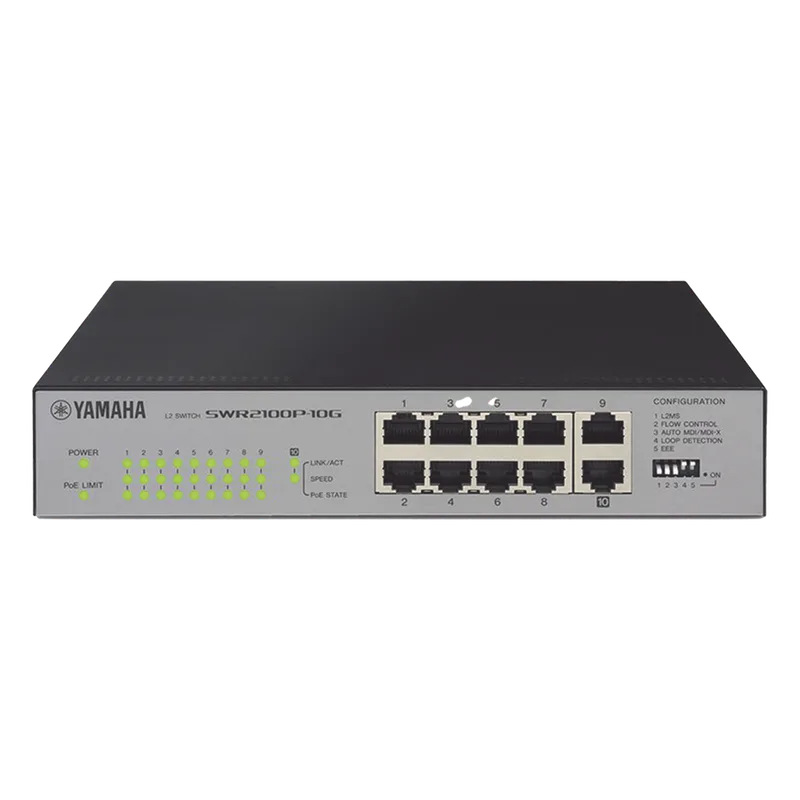 SWITCH DE RED POE 10 PUERTOS OPTIMIZADO P/ REDES DANTE YAMAHA SWR2100P10G
