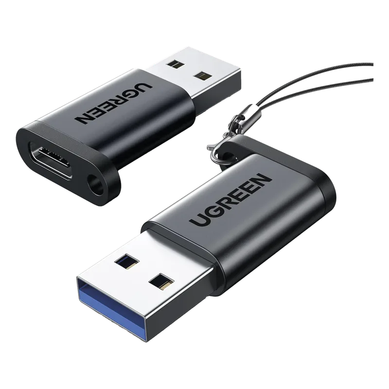 Adaptador USB 3.1 Tipo C a USB-A 3.0 |Carga y Sincronización de Datos | Admite Corriente de 3A | Transferencia de hasta 5 Gbps | Amplia Compatibilidad | Chip VL160 | Caja de Aluminio | Color Negro. UGREEN 35000