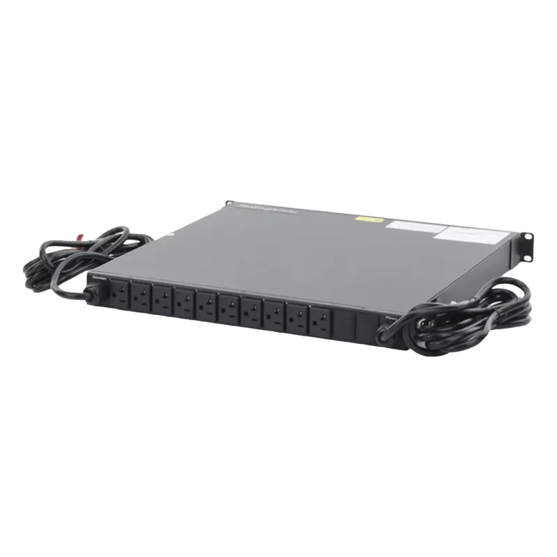 PDU Monitoreable de Transferencia Automática ATS (Fuente Redundante), Con 10 Salidas 5-15R, Enchufes de Entrada NEMA 5-15P, Instalación Horizontal de 19in, 1UR, 15 Amp, 120 Vca HOFFMAN NPATS11001