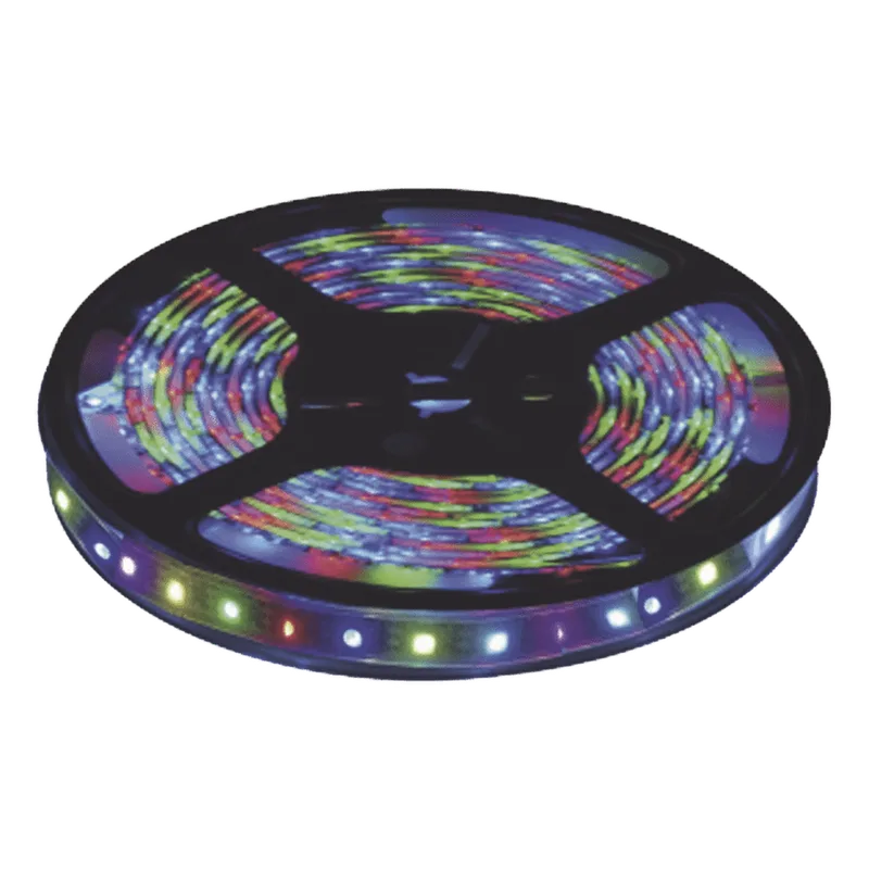 Tira Led Multicolor de 5 m / Uso Exterior / Potencia 22 W / 900 lm/ 12 V CD / Necesario transformador (No incluido). JWJ JLTL-5050-IP65-RGB