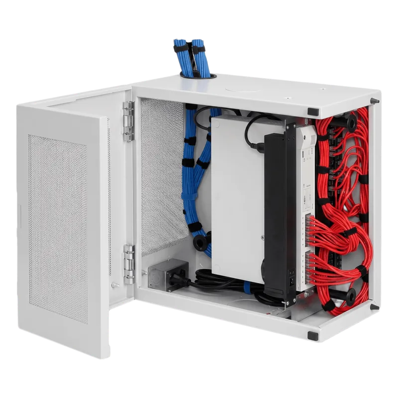 Gabinete de Pared L-Box 6U / Acero 1.9 mm / 610 x 610 x 313 mm (24x24x12 in) / Puerta L 120° / RAL 7035 / Rack 19" HOFFMAN DBL242412G