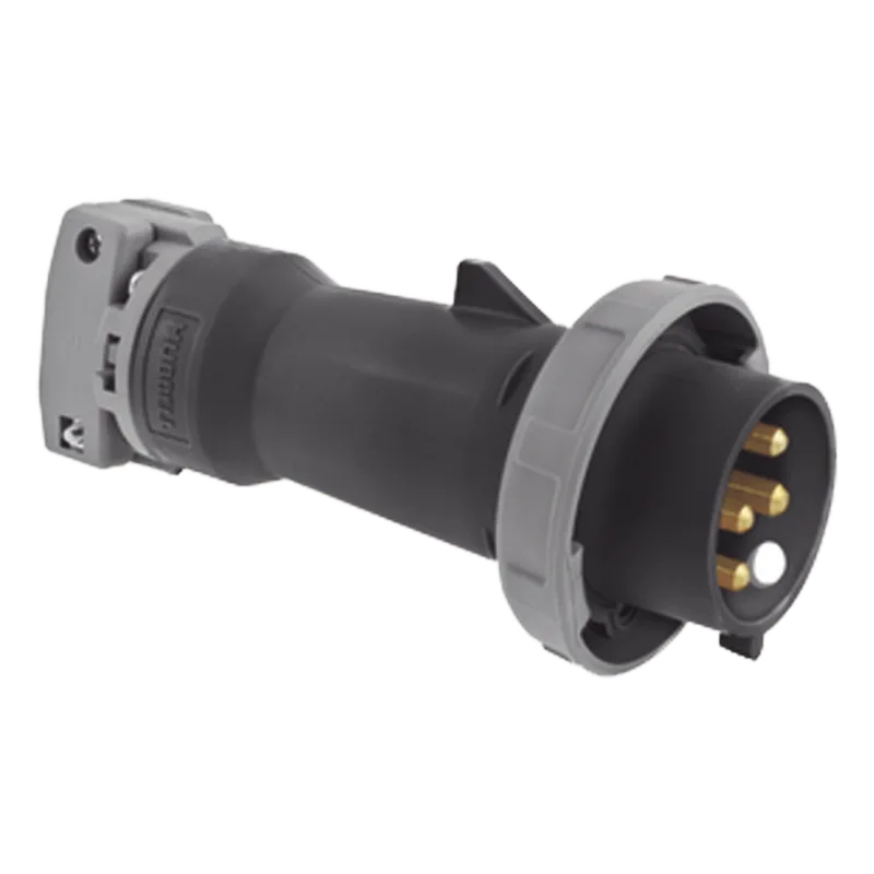 Enchufe Macho Pin and Sleeve Trifásico / 60 A 600 VCA 3 Fases / 3 Polos 4 Hilos / Hermético / Grado Industrial / Color Negro. HUBBELL HUB-HBL-460-P5W