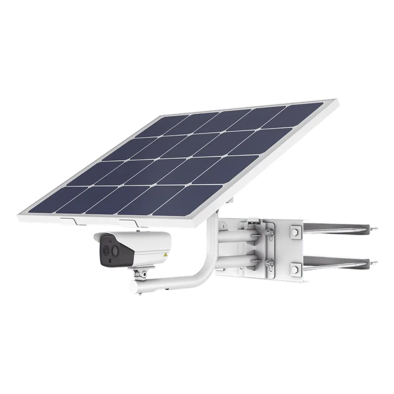Kit Cámara Térmica Solar - Resolución 256 x 192 / Rango de temperatura -20°C a 150°C / Fusión de imagen bi-espectro / Alarma audible y estroboscópica / 4G LTE / Batería Lithium 360Wh / Panel solar 80W / IP HIKVISION DS-2TXS2628-10P/QA/GLT/CH36S80(LA)