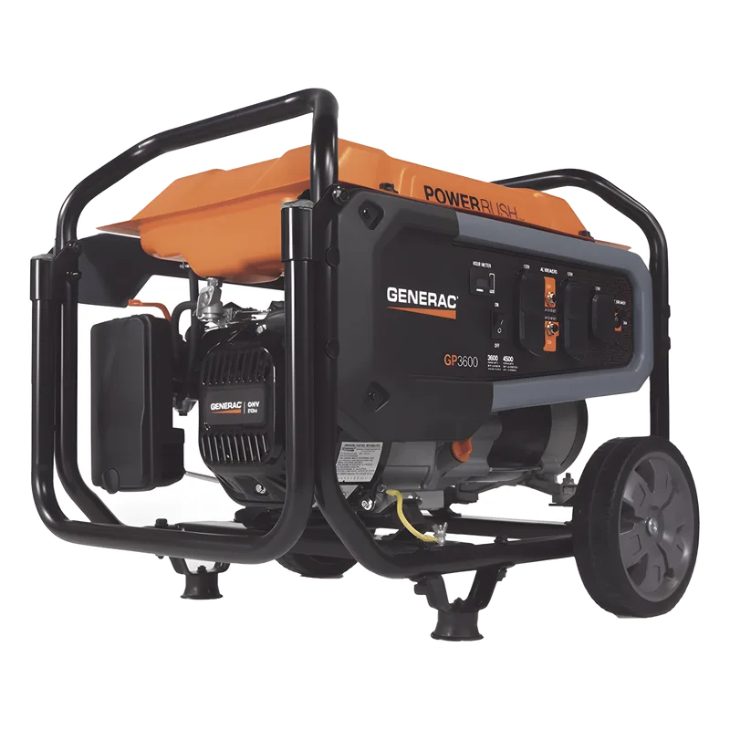 Generador Portátil a Gasolina, 3.6 kW, 120Vca, Arranque Manual GENERAC GP3600