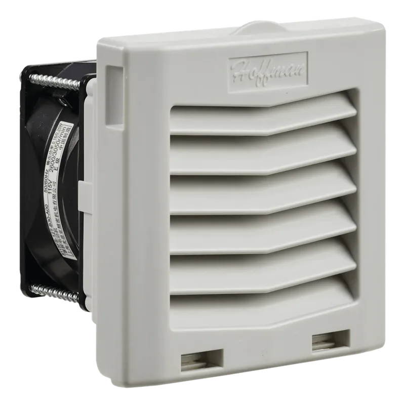Ventilador Con Filtro de Montaje Lateral HF04, Con Flujo de Aire de 21 CFM, 115 Vca, Color Gris Claro HOFFMAN HF0416414