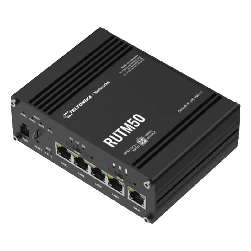 Ruter Celular 5G Dual-SIM con Wi-Fi 5 y 4 Puertos de Red + 1 Puerto WAN, Aprobado FIRSTNET TELTONIKA RUTM50