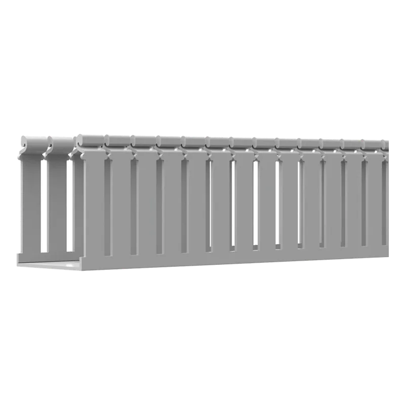 Canaleta Ranurada de PVC con Tapa, Tipo F, 108 mm de Ancho, 79.2 mm de Alto y 2 m de Largo, Color Gris PANDUIT FC4X3LG2