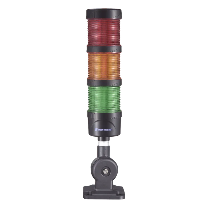 Torre LED Indicadora de estado de 3 niveles color Rojo, Ámbar y Verde, con Buzzer integrado a 85 dB, a 110-240 VCA con Montaje incluido de 60 mm de diámetro EPCOM INDUSTRIAL SIGNALING EI-3-RAG-110240
