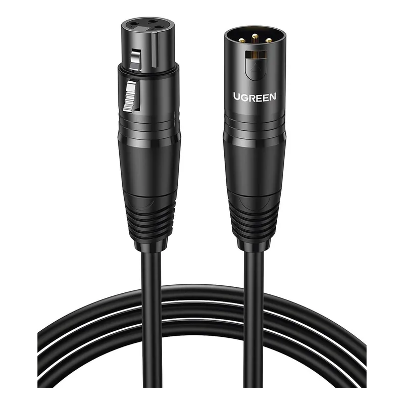 Cable para Micrófono XLR Tipo Canon Macho a Hembra | 15 Metros | Plug & Play | Anti interferencias | Triple Blindaje | Alta Calidad | Color Negro. UGREEN 20716