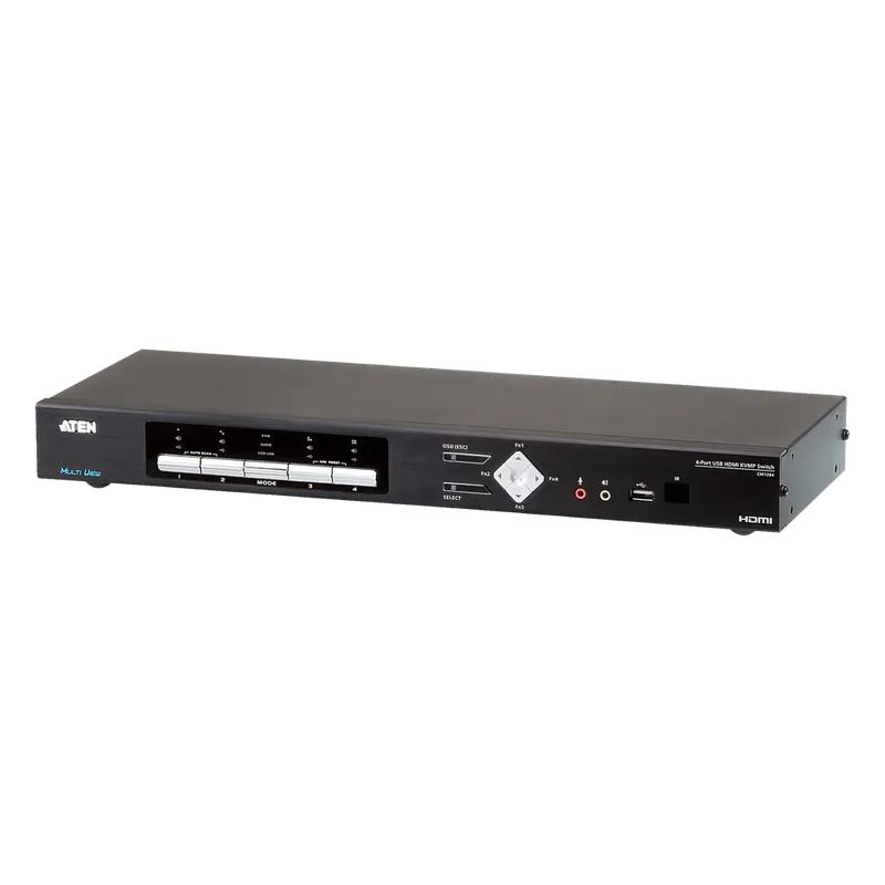 Switch KVMP Multi-View HDMI 4 Puertos USB | Resolución 4K 4096 x 2160 @ 30 Hz | Quad View | PiP / PbP / PoP | Boundless Switching | Daisy Chain Control | Video DynaSync | EDID Expert ATEN CM1284