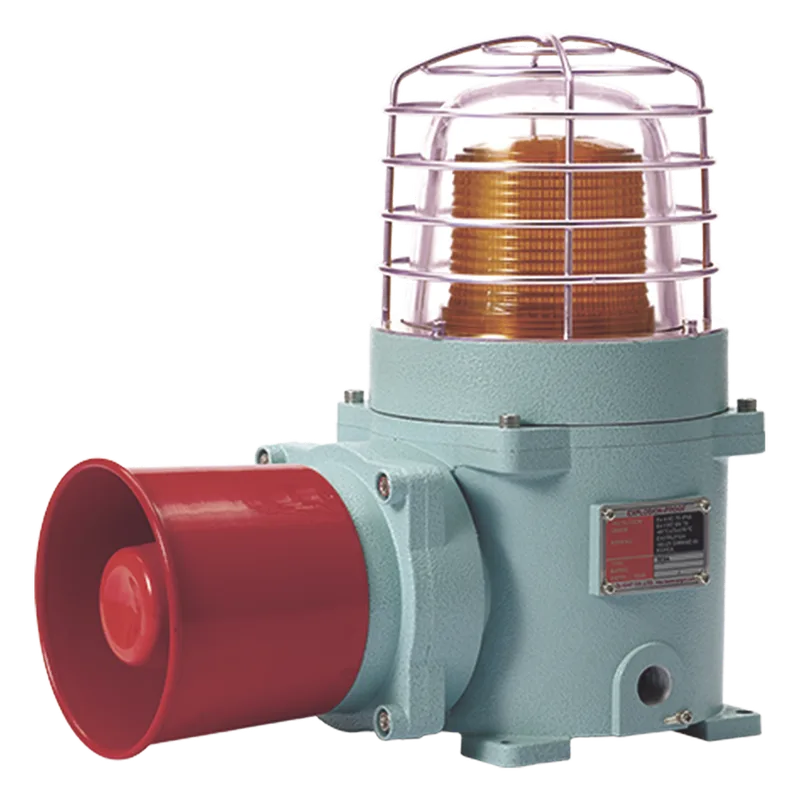 Combinación de baliza LED color Ámbar con patrón fijo y flasheante con sirena electrónica, volumen máx. 120 dB para zonas peligrosas a 24 VCD QLIGHT SESAL-WS-24-A-ATEX