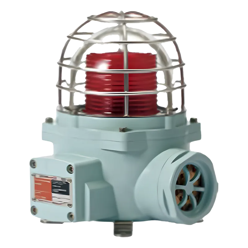 Señal Luminosa Giratoria Antiexplosión con Sirena / LED o Bombilla / Certificación ATEX IECEx / IP66 / Temperatura -40°C a +60°C / Zona 1 y 2 / Modelo SNESL-24-R-ATEX QLIGHT