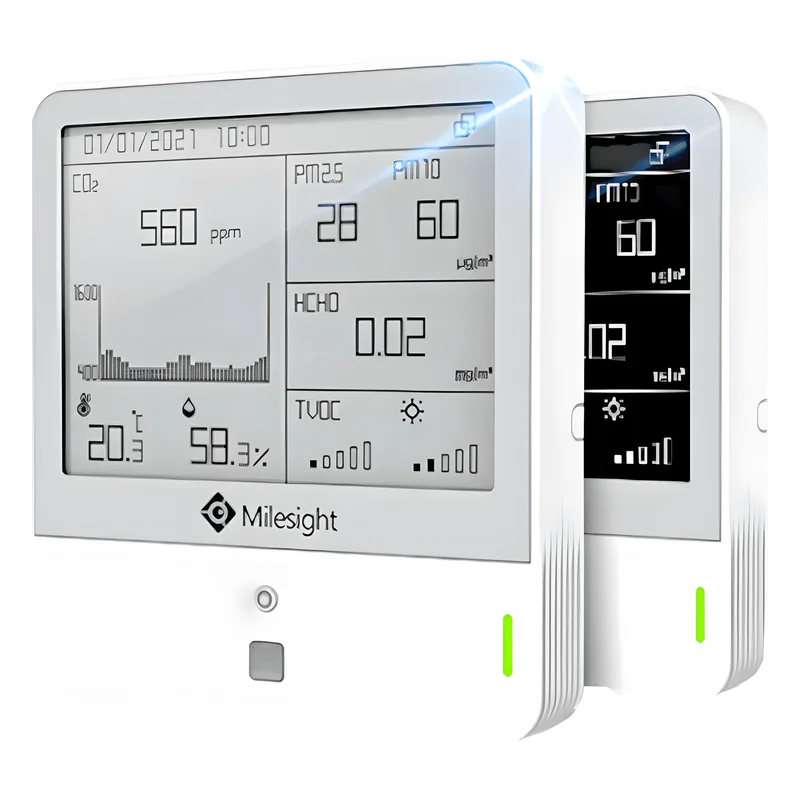 Display IAQ LoRaWAN / Sensor de Temperatura, Humedad y Calidad del Aire / Monitoreo para BMS y Edificios Inteligentes MILESIGHT AM319915M