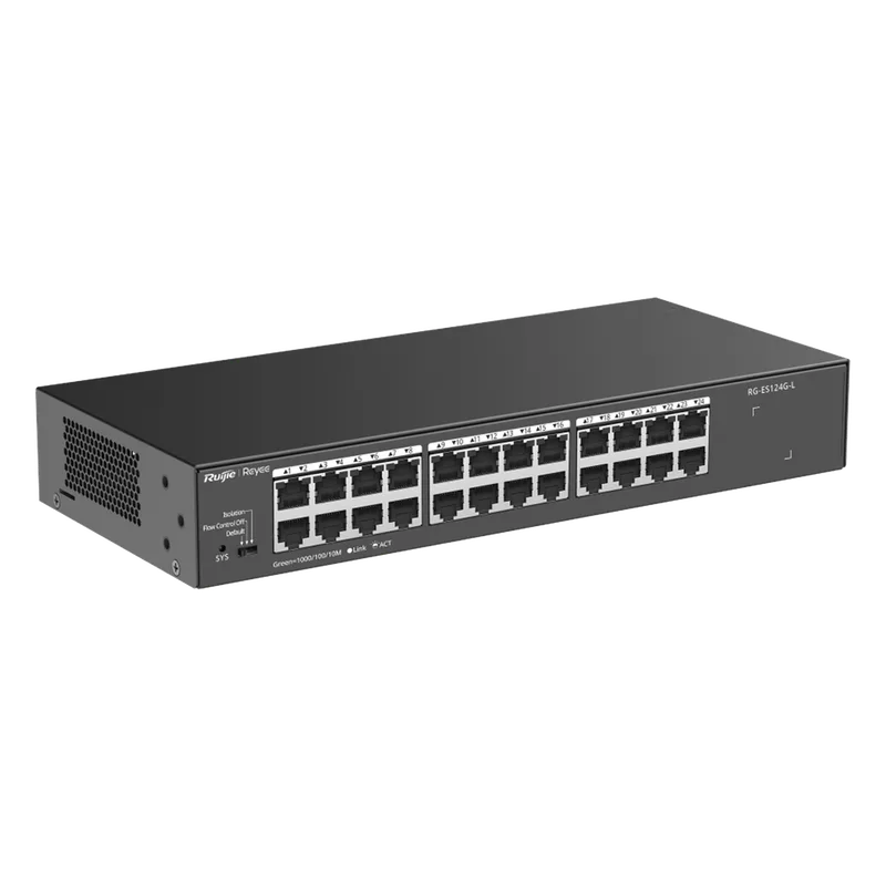 Switch no administrable, con 24 puertos Gigabit, Visible en la Topología RUIJIE RG-ES124G-L