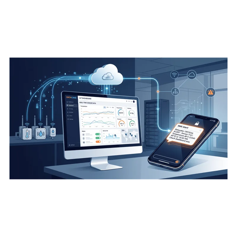 Paquete de 100 Créditos SMS para Datacake / Alertas / IoT LoRaWAN / 160 Caracteres por Mensaje / Prueba de Concepto SMS-1-DATACAKE