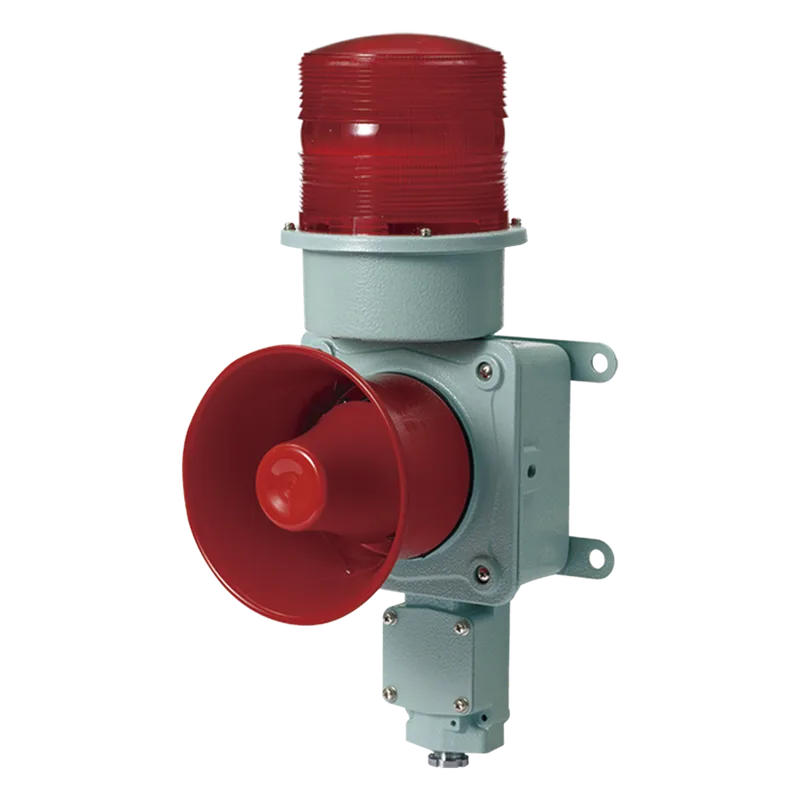 Combinación de baliza LED color roja con sirena electrónica para aplicaciones de la industria pesada máx.120 dB a 24 VCD QLIGHT SDL-WS-24-R