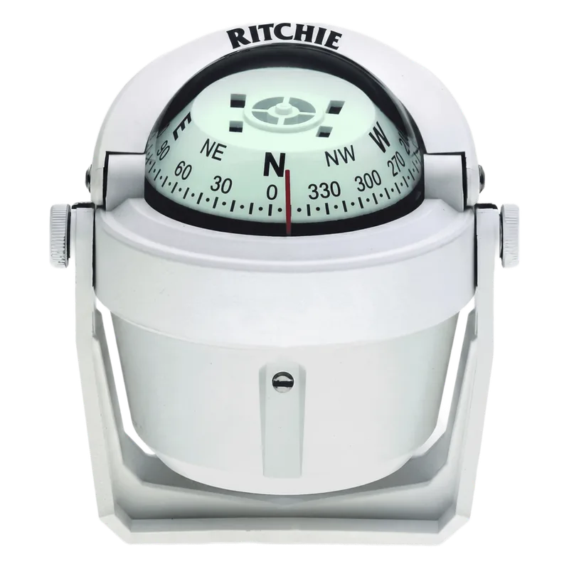 Brújula de Navegación Marítima Ritchie B-51W / Montaje en Bracket / Dial 2" (51 mm) / Iluminación Nocturna Verde / DirectiveForce Magnets / Construcción Compuesta Alta Temperatura / 100% Reparable