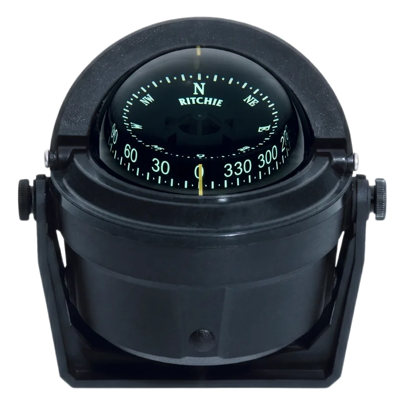 Brújula de Navegación Marítima Ritchie Voyager B-81R / Montaje en Bracket / CombiDial 3" (76 mm) / Iluminación NiteVu Verde / DirectiveForce Magnets / Escudo Solar Móvil / 100% Reparable