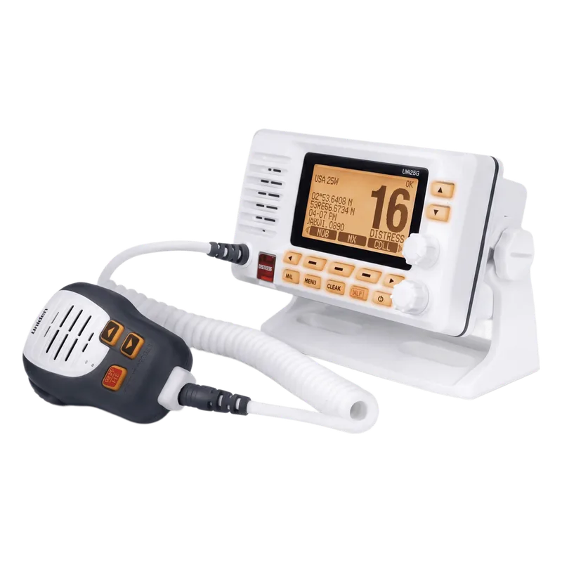 Radio Móvil Marino VHF / 25W RF / GPS Integrado / NMEA 2000 / DSC Clase D / IPX8 Sumergible / Blanco UNIDEN UM-725G