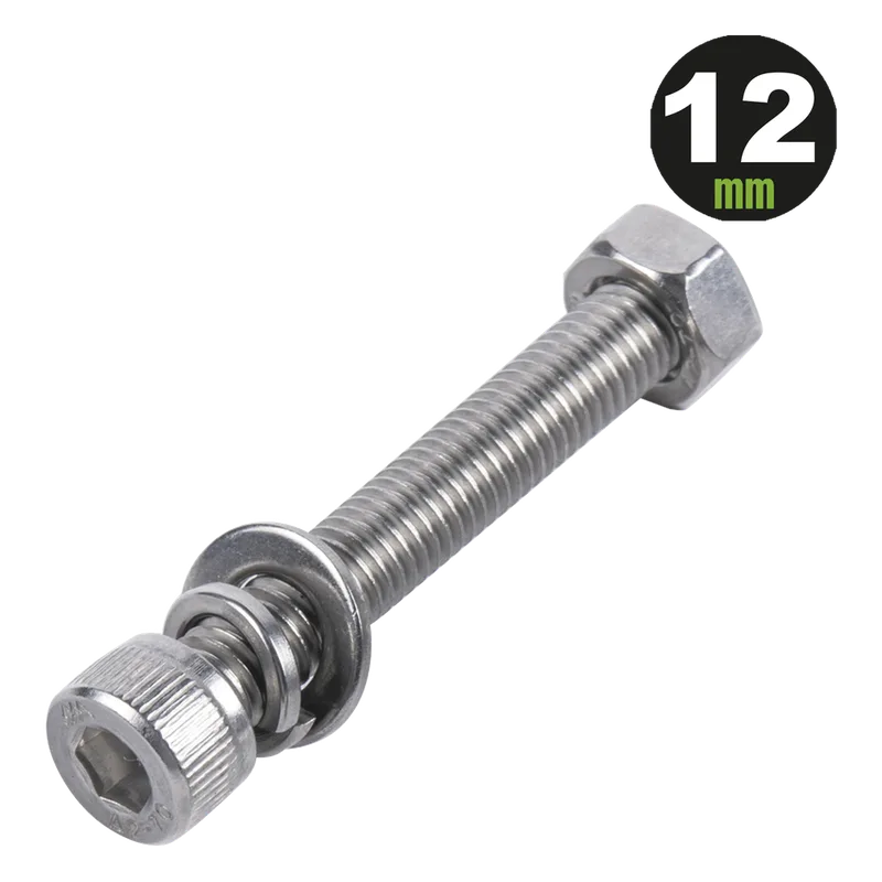 1 Tornillo Allen Milimétrico de Acero Inoxidable M8-1.25 x 12/ Con 1 Tuerca, 1 Arandela de Presión y 1 Plana / Para Montajes de Módulos Foto Voltaicos . DMT 950-5080-124