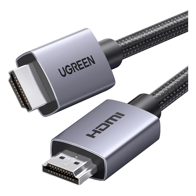 Cable HDMI 2.0 de Nylon Trenzado | 1 m | 4K@60Hz | ARC | Dolby ATMOS | True HD | DTS HD | HDR | 3D Inversivo | 3 modos de Visualización | 3 Capas de Protección + 4 de Blindaje | Niquelado | Carcasa de Aluminio. UGREEN 25297