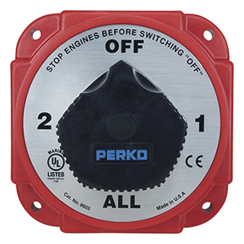 Switch Selector de Batería y Alternador de Servicio Pesado, para Sistemas Eléctricos Marinos PERKO 8603DP