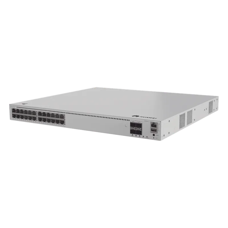 Switch de Distribución/Core Gigabit Administrable PoE Capa 3 / 24 puertos 1000/2.5Gbps (PoE) / 4 Puertos 10GE SFP+ Uplink / ERPS / Rutas Estáticas / iStack / PoE Perpetuo / 400W / Administración Nube Gratis HUAWEI S310-24PN4X