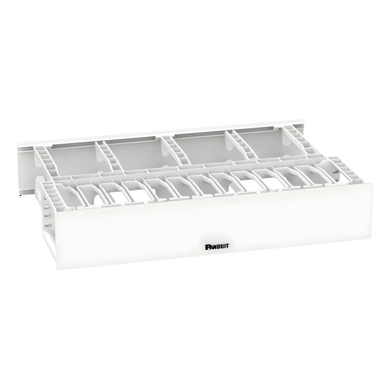 Organizador de Cables Horizontal NetManager de Alta Densidad, Doble (Frontal y Posterior), Para Rack de 19in, 2UR, Color Blanco PANDUIT NM2WH