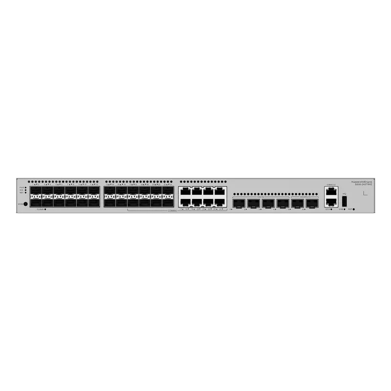 Switch Empresarial Core Gigabit Administrable Capa 3 / 24 puertos 1GE SFP ( Combo con 8 Puertos 10/100/1000 Mbps) / 4 Puertos 10GE SFP+ Uplink / 2 Puertos 10GE SFP+ (Stack) / ERPS / Ruteo Dinámico (RIP, OSPF, IS-IS y BGP) / iStack / Administraci& HUAWEI S530-24ST4XE