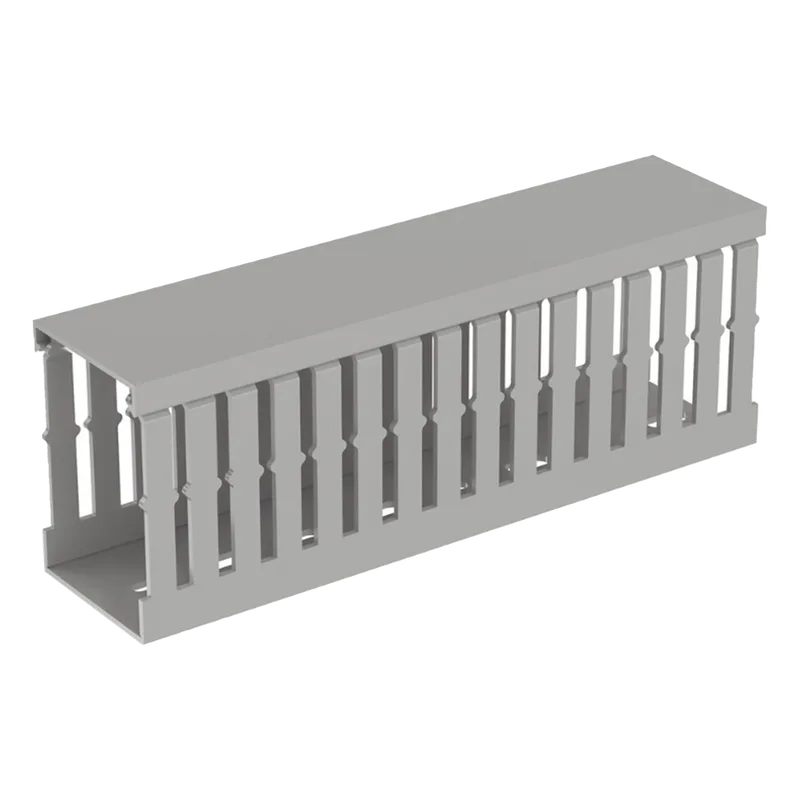 CANALETA RANURADA DE PVC CON TAPA, TIPO F, 49.5 MM DE ANCHO, 72.4 MM DE ALTO Y 2 M DE LARGO, COLOR GRIS PANDUIT MC50X75IG2
