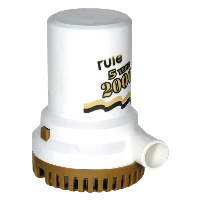 Bomba sumergible de achique serie gold de 2000 galones por hora a 12 Volts de corriente directa. RULE 09R