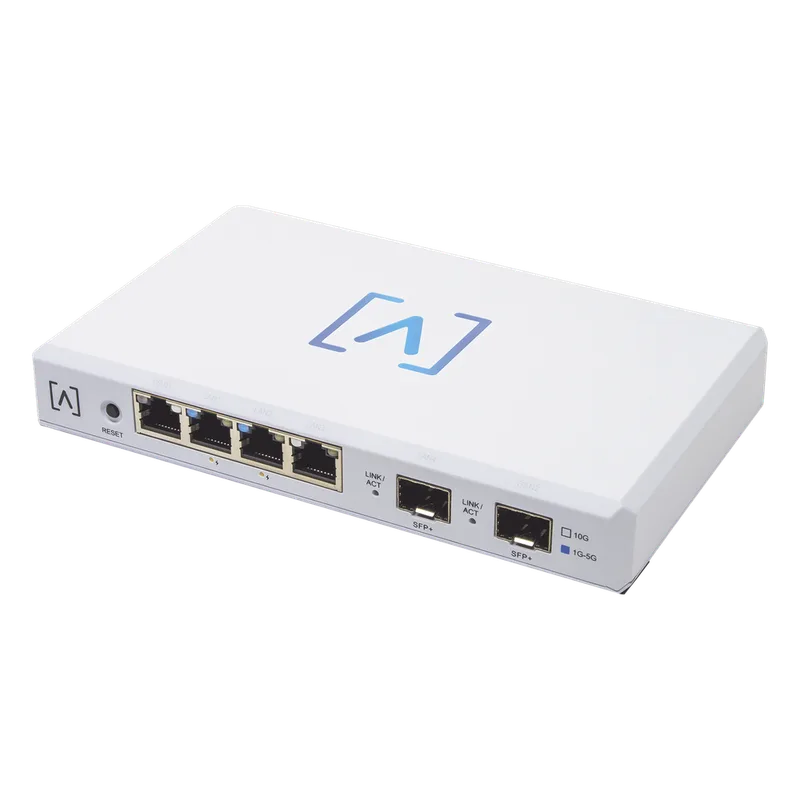 Router VPN / 4 puertos 10/100/1000/2500 Gbps (2 puertos PoE af/at) / 2 puertos SFP+ 10Gbps / Filtrado Avanzado DPI: Bloqueo de Contenido / Administración nube gratuita / Soporta UPnP ALTA LABS ROUTE10