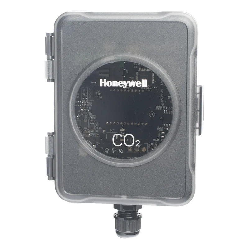 Sensor de CO2 para Ducto de Aire / NDIR de Doble Longitud de Onda / Rango 0 a 9999 ppm / Salida Analógica 0-10V, 2-10V, 4-20mA / Autocalibración Automática / IP65 NEMA 4 / Sin Display HONEYWELL BMS HSCD-D2U