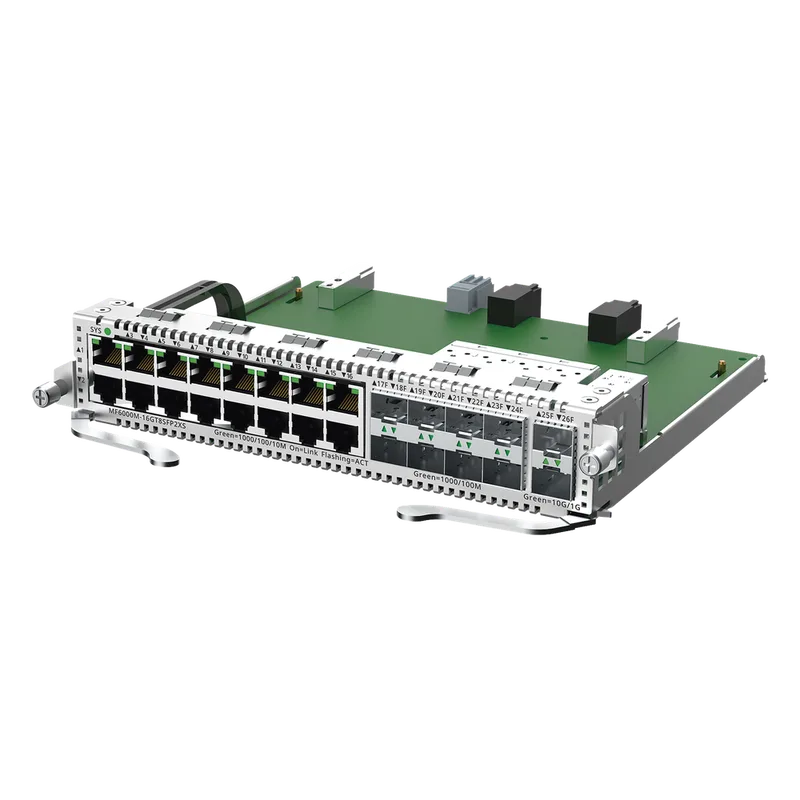 e-Lighten Tarjeta Modular para OLT modelo RG-NBF6002M, 16 puertos Ethernet de 1G, 8 puertos SFP de 1G y 2 puertos SFP+ de 10G RUIJIE MF6000M-16GT8SFP2XS