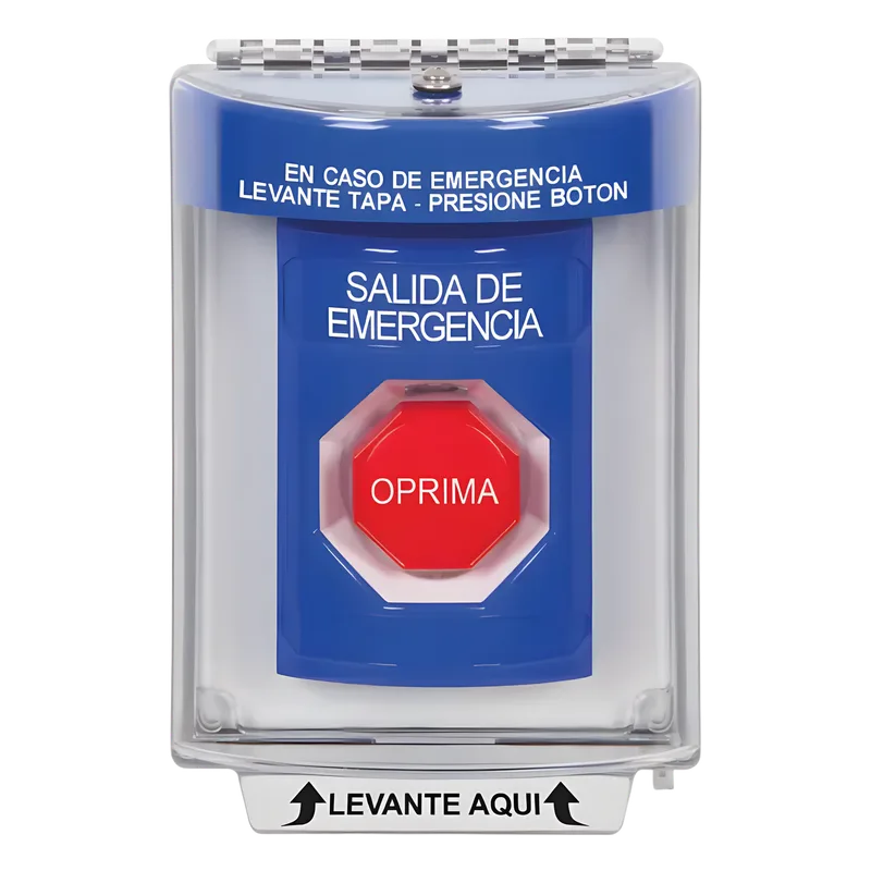 Botón Multipropósito, Salida De Emergencia, Reset Neumático, Sin Bocina , Texto En Español, Tapa De Policarbonato, 2 Relevadores forma C, Interior y Exterior STI SS2438EX-ES