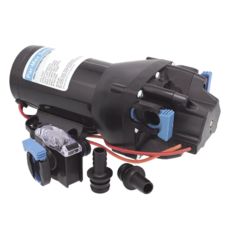 Bomba de Diafragma Marina PARMAX HD4 / 12V / 4 GPM (15.1 LPM) / 40 PSI (2.8 BAR) / Autocebante / IPX6 / Acero Inoxidable / Bypass Interno JABSCO Q401J-115S-3A