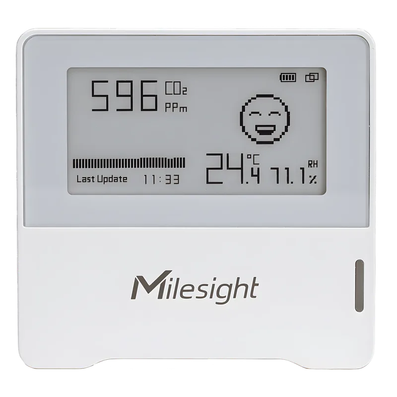 Sensor Ambiental IAQ LoRaWAN / CO2 + Temperatura + Humedad / Indicador Tipo Semáforo / Batería 3 Años / Monitoreo para Oficinas y Edificios Inteligentes MILESIGHT AM103L915M