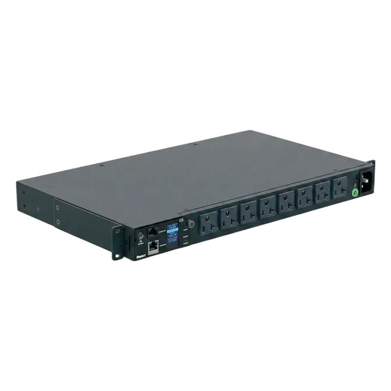 PDU G5 Monitoreable (MI) para Distribución de Energía, Enchufe de Entrada NEMA 5-15P, Con 8 Salidas 5-20R, Horizontal 19in, 120 Vca, 20 Amp, 1UR PANDUIT P08D10M