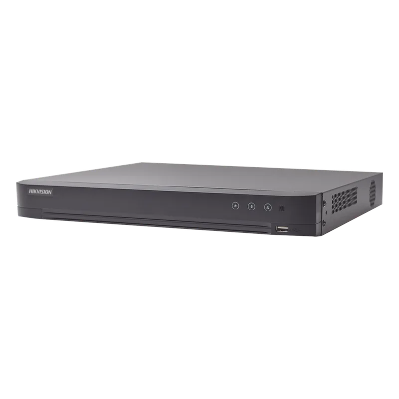 DVR 8 Canales TURBOHD + 8 Canales IP / 8 Megapixel (4K) / Audio de dos vías por Coaxitron / ACUSENSE / Reconocimiento Facial / 1 Bahía de Disco Duro / Salida de Video en 4K / H.265+ HIKVISION IDS-7208HUHI-M1/XT