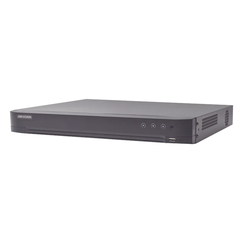 DVR 8 Canales TURBOHD + 8 Canales IP / 8 Megapixel (4K) / Audio de dos vías por Coaxitron / ACUSENSE / Reconocimiento Facial / Alarmas I/O / 1 Bahía de Disco Duro / Salida de Video en 4K / H.265+ HIKVISION IDS-7208HUHI-M1/A/XT