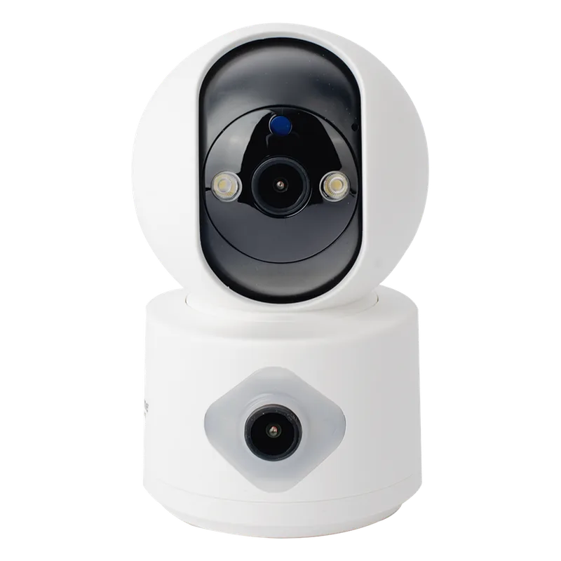 Cámara IP WiFi Doble Lente 4mm 3MP / Autoseguimiento y Detección de Movimiento / Pan 320° Tilt 70° / Audio Bidireccional / Visión Nocturna IR 10 m / microSD hasta 128GB y Nube / App EpcomSmart Home SMARTHOME BY EPCOM SCAM3DB