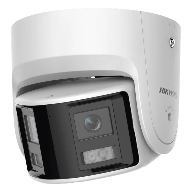 [FlexVu] [PROTECCIÓN ACTIVA] Turret IP 4 Megapixel / 2 Lentes de 2.8 mm (Imagen Panorámica 180°) / 30 mts IR / Exterior IP67 / Luz Intermitente y Alerta de Audio / Audio Bidireccional / ACUSENSE / WDR 120 dB / Micro SD HIKVISION DS-2CD2346G2P-ISU/SL(C)