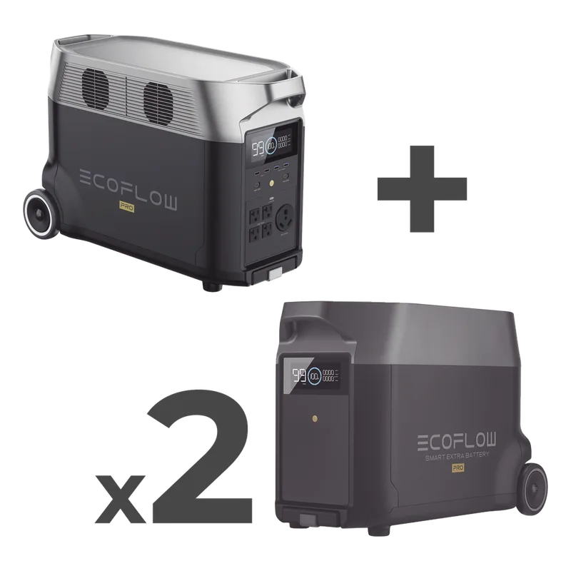 Estación de Energía Portátil DELTA PRO 3600Wh Litio LFP / 5 AC 3600W (7200W Pico) / 2 USB-C 200W / Capacidad para Aumentar Respaldo / Cargador de Coche 10A a 12.6V / Conectividad WiFi y Bluetooth (App) / Carga Solar 1600W Ma ECOFLOW DLTPRO2BP