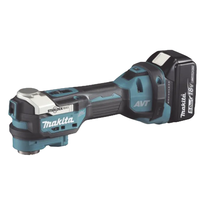 Multiherramienta Oscilante Inalámbrica de 18V, incluye 2 Baterías BL1850B de 5.0 A, Cargador DC18RC, Accesorios y Estuche Makpac MAKITA DTM-52-RTJX1