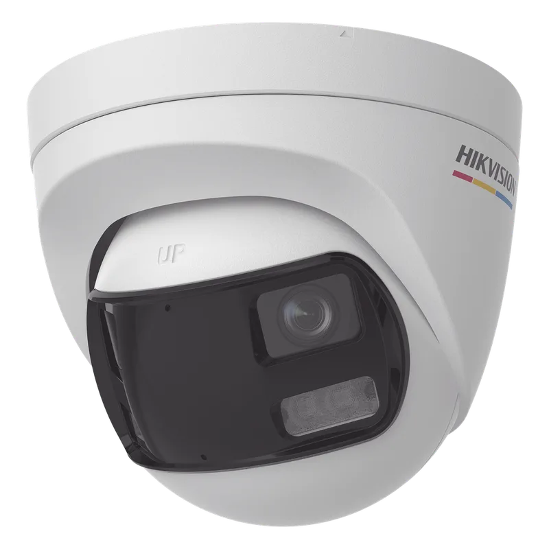 [ColorVu + Panoramica + Dual Light] Turret TURBOHD 3K (5 Megapixel) / Micrófono Integrado / Visión 180° / Imagen a Color 24/7 / 40 mts Luz Blanca + 40 mts IR / Exterior IP67 / WDR HIKVISION DS-2CE72KF3TP-DLS