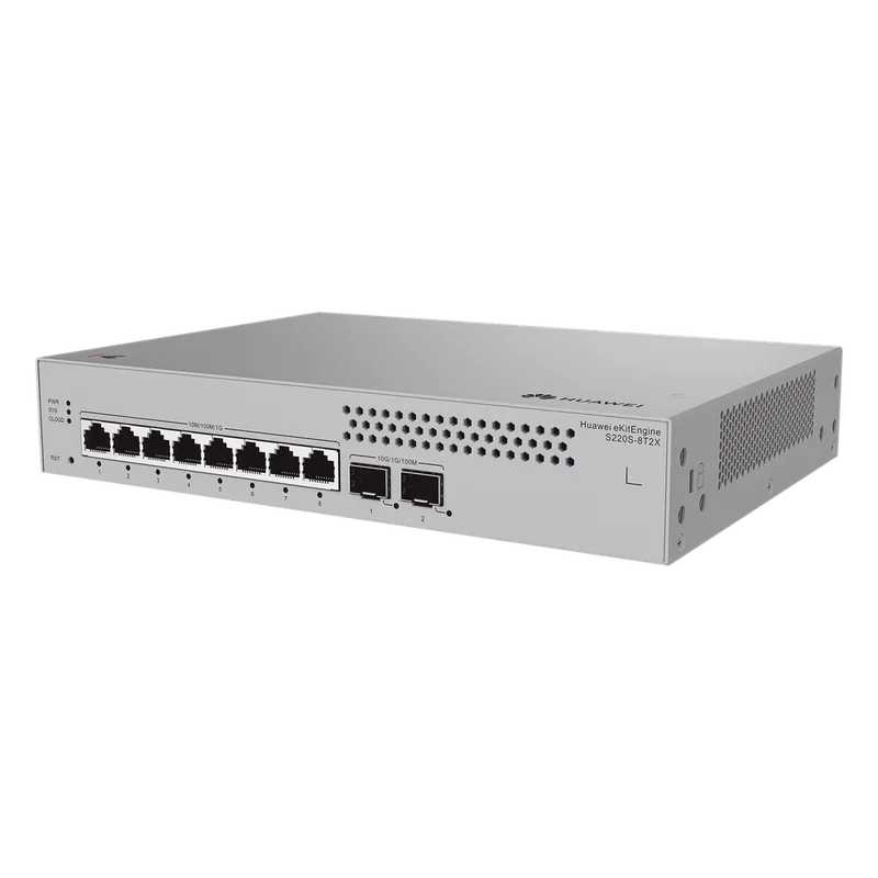 Switch de Acceso Gigabit Administrable Capa 2 / 8 puertos 10/100/1000 Mbps / 2 Puertos 10GE SFP Uplink / ERPS / IMGP Snooping / DHCP Snooping / Administración Nube Gratis HUAWEI S220S-8T2X
